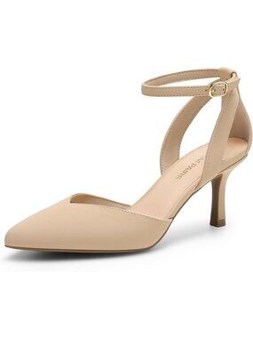 Women's Nude Kitten Heels Pumps Pointed Toe Comfortable D'Orsay Dress Shoes